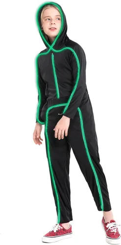 Vista 3 de HSCTEK - Disfraz de Figura de Palo Iluminada para Niños Verde