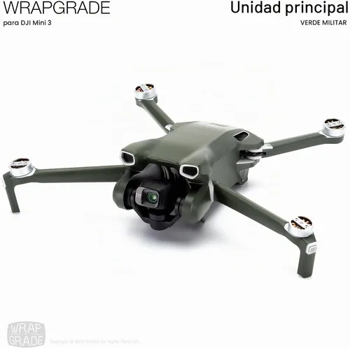 Vista 2 de WRAPGRADE Pegatinas de piel compatibles con DJI Mini 3 Unidad principal (verde militar)