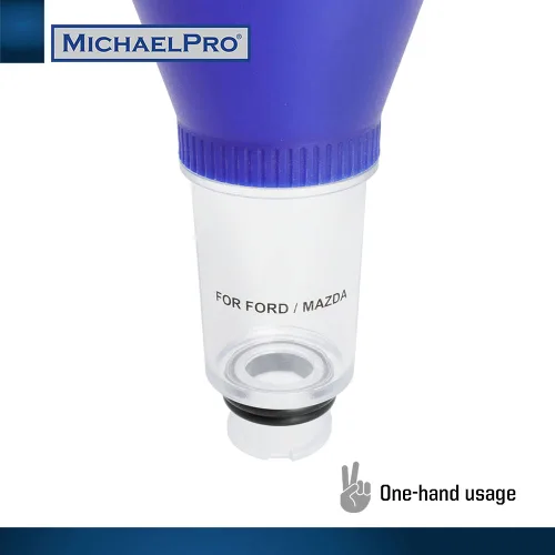 Vista 4 de MichaelPro Embudo de aceite sin derrames para vehículos Ford y Mazda, diseño sin manos para cambio de aceite, ahorra tiempo y esfuerzo MP009076