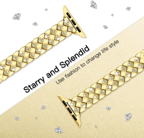 Vista 4 de Luxury Band fits Apple Watch Bands for Women 42mm(Series 10) 41mm 40mm 38mm 46mm 45mm 44mm 49mm 42mm(Series 3/2/1), Bling iWatch Bands for Apple