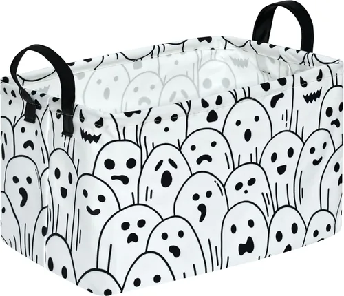 Vista 33 de Rec - Cesta de almacenamiento de fantasmas de Halloween, plegable, organizador de regalo, cestas para almacenamiento en el hogar y la cocina. Boo
