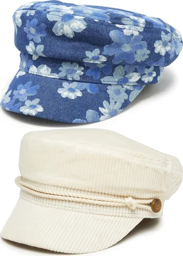 Vista 25 de Funky Junque Gorra de pescador griego, gorra de algodón para panaderos Floral - Denim