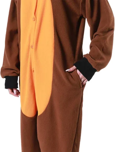 Vista 7 de dressfan Animal Brown Beaver Onesie Cosplay Disfraz Navidad Halloween Pijamas para Adultos Unisex Adolescentes Niños