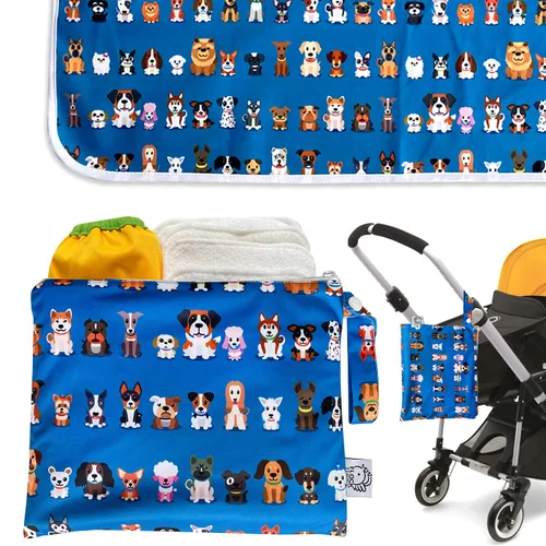 Vista 2 de Flockthree Cambiador impermeable para bebé con bolsa de almacenamiento (28.7 x 19.7 pulgadas), lavable, lavable, reutilizable, a prueba de fugas