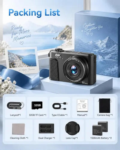 Vista 8 de Cámara digital 8K, cámara de enfoque automático de 88MP para fotografía y Negro