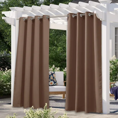 Vista 197 de NICETOWN Cortina para Exteriores para Patio Impermeable de 84 Pulgadas de Ancho, Aislamiento Térmico con Ojales Antioxidantes Bloqueo UV Cortina