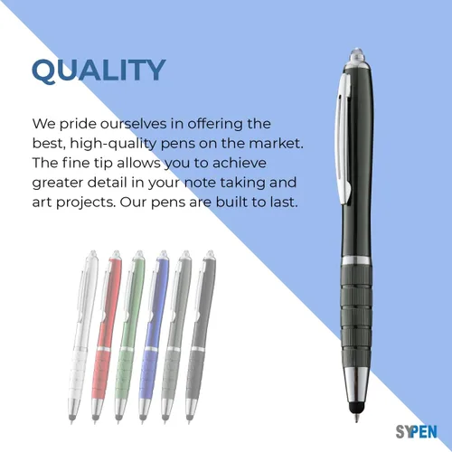 Vista 4 de SYPEN Bolígrafo personalizado, bolígrafo 3 en 1, lápiz táctil y bolígrafo linterna, bolígrafo de regalo personalizado para hombres, mujeres