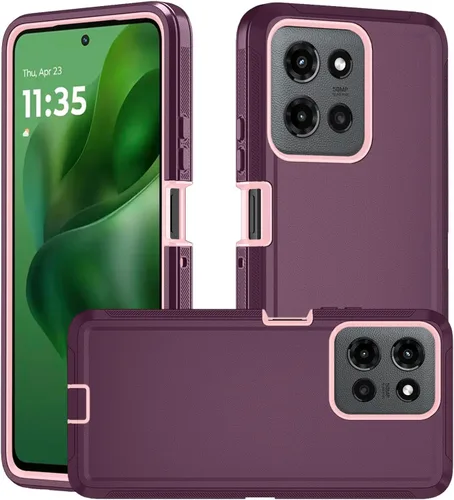 Vista 16 de Funda para Motorola Moto Edge 5G 2025, funda de teléfono resistente a prueba de golpes resistente protectora, 3 en 1 cubierta de parachoques (negro)