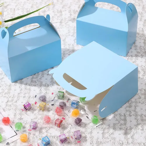 Vista 5 de DjinnGlory Paquete de 36 Cajas Pequeñas Azules de Obsequios para Fiestas, Cajas Gable, Cajas de Regalo de Papel para Baby Shower, Cumpleaños, Fiesta