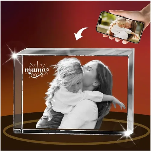 Vista 8 de Marco de fotos de cristal 3D personalizado con luz nocturna para mascotas conmemorativo con mis fotos, regalo de aniversario de Navidad