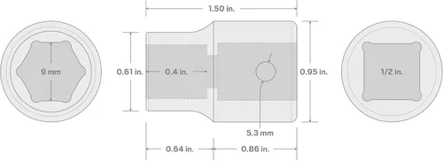 Vista 51 de TEKTON SID23109 Dado de impacto profundo de 6 puntos de 23/64 pulgada (9 mm) impulsor de 1/2 pulgada