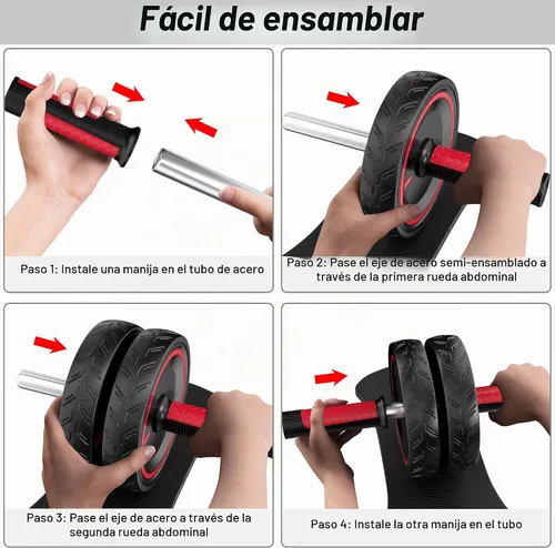 Vista 6 de READAEER Rueda de rodillo abdominal, equipo de entrenamiento resistente para gimnasio en casa, mango de metal profesional con superficie de goma