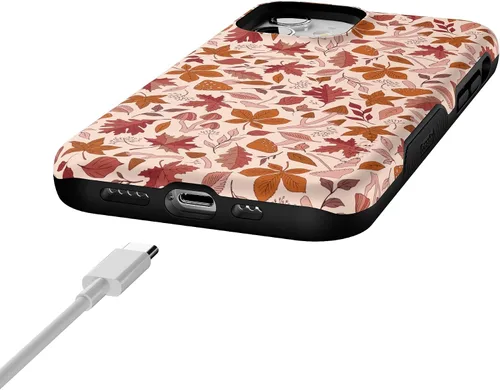 Vista 8 de Funda Casely para iPhone 12 Mini No puedo evitar enamorarme Hojas de otoño Compatible con MagSafe Diseño protector audaz