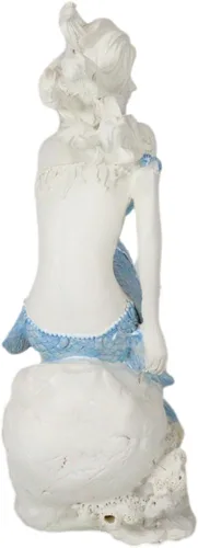 Vista 5 de Ebros Gift Diosa náutica del océano, bonita sirena con cola azul, concha, concha, estatua decorativa de 8 pulgadas de alto, diseño de sirenas