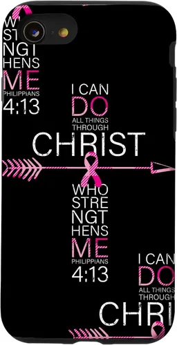 Vista 18 de Breast Cancer Phone Cases Women Philippians 4:13 Pink Cancer Case for iPhone 17