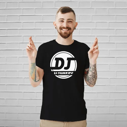 Vista 6 de Camiseta personalizada con el logotipo de DJ para hombre, añade tu nombre, Negro