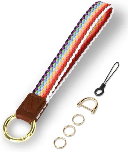Vista 18 de WEESMILE - Llavero de muñeca elástico, bonitos llaveros de muñeca para mujer Car Keychain for Keys, Elastic Wrist Strap, Breathable Woven
