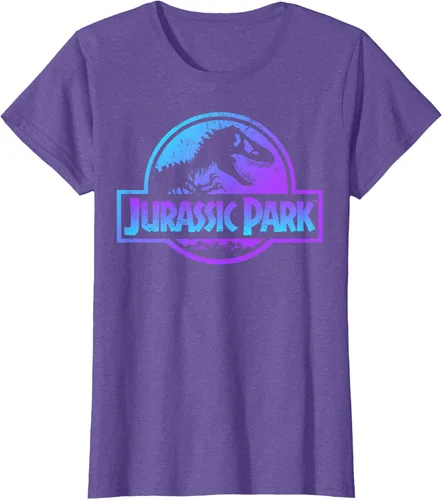 Vista 26 de Jurassic Park Camiseta de manga corta con logotipo Fossil azul y morado Negro