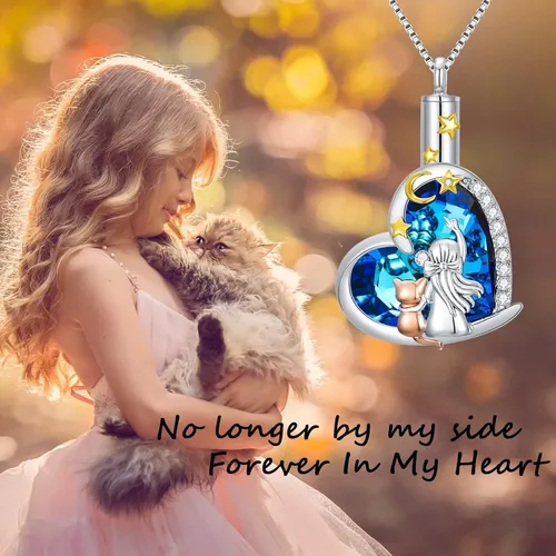 Vista 6 de Collar de urna de plata de ley para cenizas, recuerdo conmemorativo para perros, gatos y mascotas