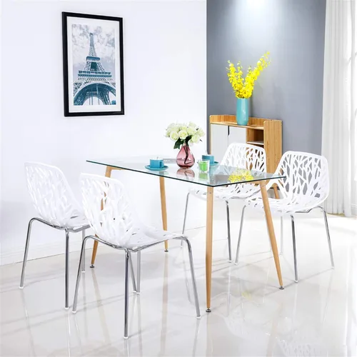 Vista 7 de gt2-zj 4pcs Bird's Nest Style Silla de salón Color blanco