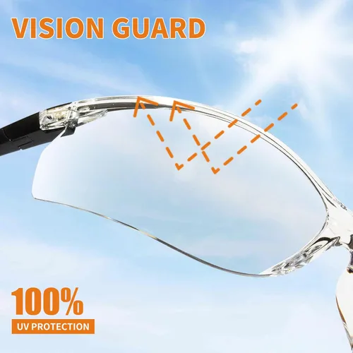Vista 7 de VICOGARD - Paquete de 2 lentes de seguridad transparentes de alta calidad para hombres y mujeres con lentes envolventes antivaho y resistentes a