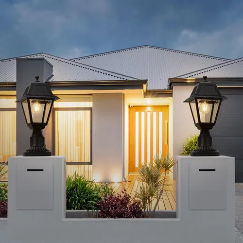 Vista 8 de LUTEC Luz de Poste Solar LED, Luz de Poste de Lámpara Solar de Aluminio Fundido, Cabezal de Luz de Poste Impermeable del Atardecer al Amanecer, 200