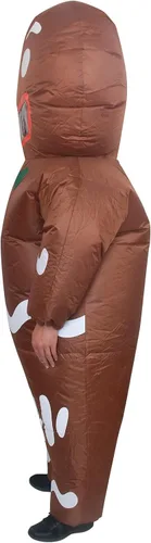 Vista 4 de IRETG Inflatable Gingerbread Man Costume Blow-Up Costume for Christmas Cosplay