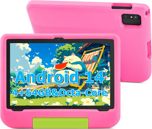 Vista 10 de Tableta de 10 pulgadas para niños con control parental, 8 (4+4) GB de RAM 64 GB ROM, Octa Core, WiFi 6, batería de 5000 mAh, GMS - Tableta para Azul
