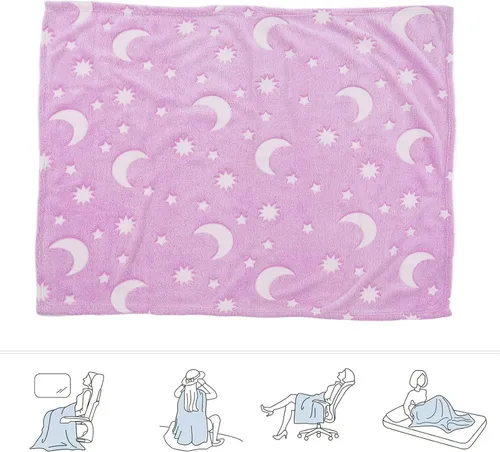 Vista 6 de TOPINCN Manta de poliéster brillante para temporada, manta luminosa de doble cara, sofá de verano para niños, manta fluorescente con poliéster