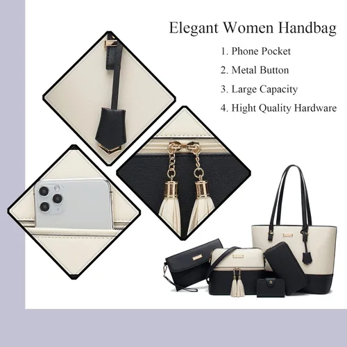 Vista 6 de YNIQUE Bolsos y bolsos de mano para mujer, Negro