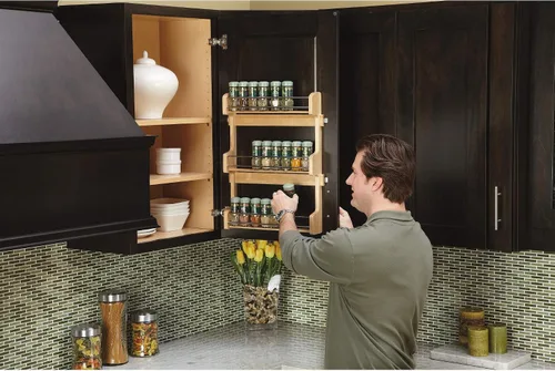 Vista 3 de Rev-A-Shelf Organizador de estante extraíble de 3 niveles de 21 pulgadas para armarios de cocina, estante para especias y condimentos
