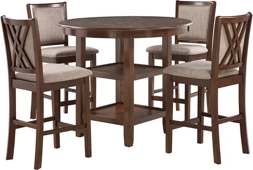 Vista 3 de New Classic Furniture Amy - Juego de mesa de comedor de 5 piezas, color marrón cereza