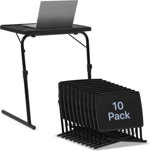 Vista 12 de Magshion Bandeja de TV inclinable ajustable de 22 pulgadas, mesa para cena en cama o sofá, cómoda mesa negra plegable con 3 ajustes de ángulo