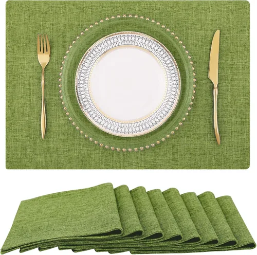 Vista 35 de homing - Juego de 4 manteles individuales de algodón y lino, manteles de tela lavables para mesa de comedor de estilo rústico para interiores y Negro
