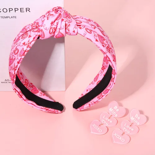 Vista 83 de YAHPERN Diadema para el día de San Valentín para mujer, colorida diadema de algodón con estampado de corazón de conversación XOXO Love, diadema
