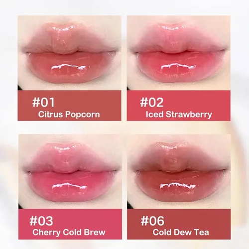 Vista 3 de Ice Watery Lip Glossr (té helado de espejo, gelatina ligera Waterys Essence Lips Glaze, brillo tintado hidratante (#04 té negro atardecer, 0.1 fl oz)