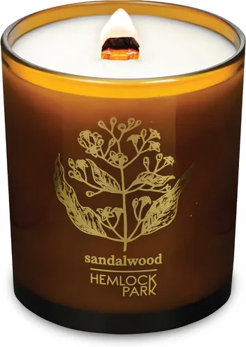 Vista 10 de Hemlock Park Vela de mecha de madera ámbar y dorada hecha a mano con cera de coco natural (estándar de 7.2 onzas, ámbar) Crackling Wood Wick