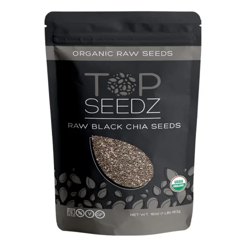 Vista 2 de Top Seedz Semillas de chía negra crudas orgánicas certificadas por la USDA, frescas y sin sal, semillas de chía negra, sustituto de huevo, sin