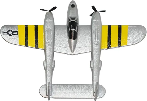 Vista 4 de Avión de control remoto RC Avión RTF 2.4GHz 2CH Radio Control P38 Iluminación Aviones para Principiante