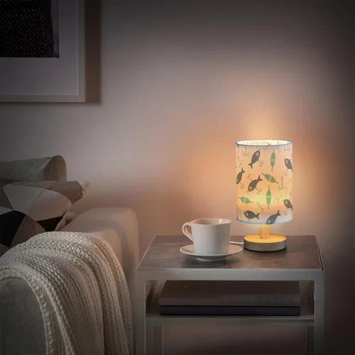Vista 6 de Fishing Fish Small Desk Lamp for Bedroom Nightstand Bedside Lamps with USB Table Lamp with Fabric Night Light for Living Room
