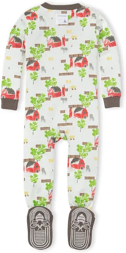 Vista 2 de Burt's Bees Baby Baby Boys' Pajamas, Zip-Front Non-Slip Unisex Footed Sleeper Pjs, Organic Cotton
