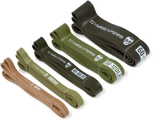 Vista 9 de Gymreapers Bandas de resistencia para entrenar – Juego de bandas elásticas de asistencia para ejercicios de dominadas para levantamiento de pesas 5