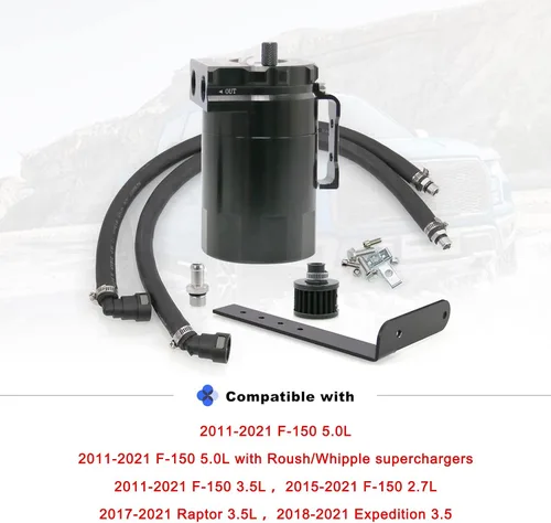 Vista 5 de Ryanstar Depósito Separador de Aceite Oil Catch Can con Filtro Compatible con Ford F150 2.7EB 3.5EB 5.0L Lado del Pasajero 2011-2021, Raptor 3.5L
