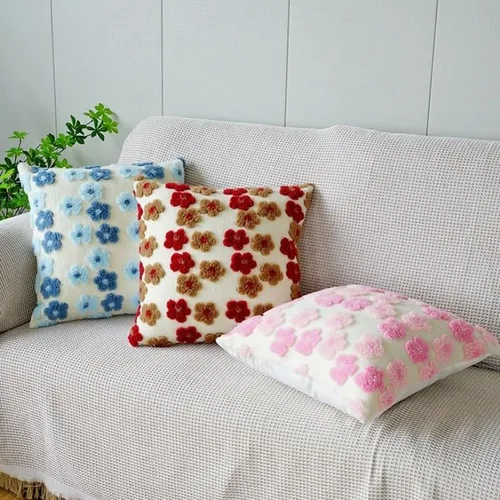 Vista 6 de Funda de almohada de forro polar bereber de gamuza camelia, funda de cojín tridimensional de flores para sala de estar, sofá, oficina, cabecero Rosa