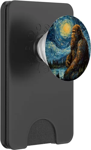 Vista 7 de PopGrip PopSockets estándar de Van Gogh de Bigfoot Sasquatch Starry Night