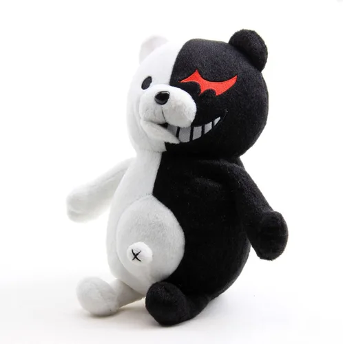 Vista 3 de Muñeca rellena suave de peluche de oso blanco y negro de 10 pulgadas
