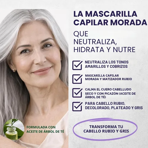 Vista 2 de KESMEDIK Máscara para el cabello morado de árbol de té, fórmula plateada pura para tonos amarillos cobrizos, acondicionador profundo con árbol de té