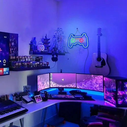 Vista 8 de Letreros de Neón LED Regulables Decoraciones de Pared Para Sala de Estar Dormitorio Luces en Forma de Controlador de Gamepad Accesorios