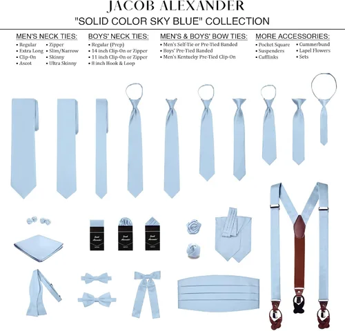 Vista 4 de Jacob Alexander Pajarita ajustable de color sólido con bandas preatadas para hombre