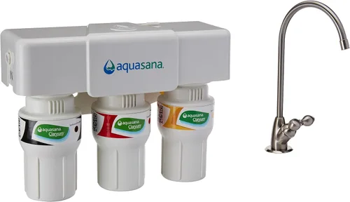 Vista 2 de Aquasana Sistema de filtro de agua de 3 etapas para debajo del fregadero + cartuchos de filtro de repuesto